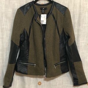 H&M Motorcycle Jacket Blazer Green and Black